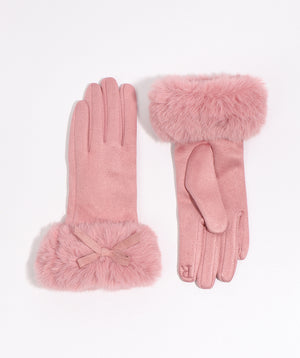 Blush Bow-Embellished Gloves