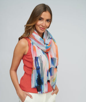 Abstract Print Spring Scarf - Multicoloured