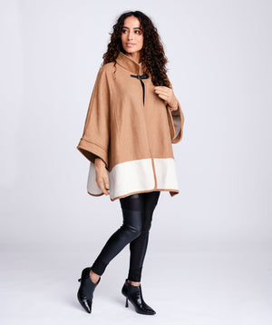 Taupe 3/4 Sleeve Wrap with Luxe Faux Fur Trim