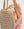 Side View: Sand/Pink Floral Crochet Tote Bag with Zipped Closure