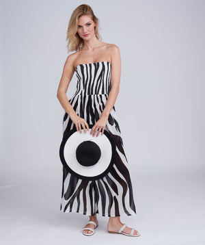 Black/White Animal Print Maxi Dress with Bandeau Top