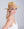 Natural/Orange Straw Fedora Hat with Shimmer Trim and Adjustable Size