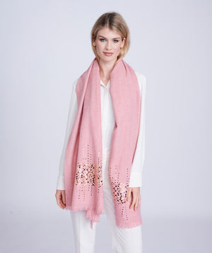 Pink Oversized Scarf with Gold Sequin Embellishment