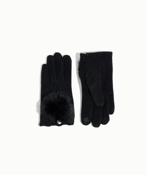 Blush Wool Driving Glove with Faux Fur Detail