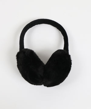 Black Plush Faux Fur Margot Earmuff with Expandable Sizing