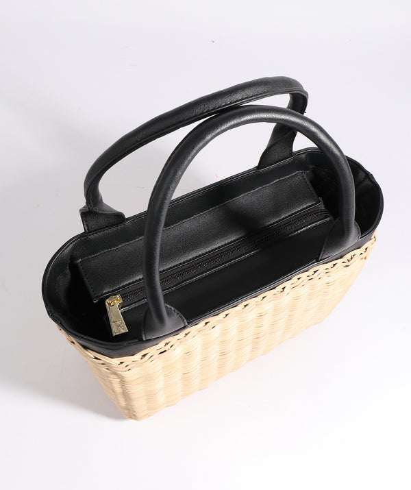 Black Rattan Woven Bag