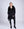 Black/Grey Ombre Faux Fur Coat with Belt Tie and Pockets