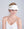White Paper Straw Visor with Gold Metal Chain Embellishment