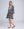 Monochrome V-Neck Midi Dress with Graphic Print
