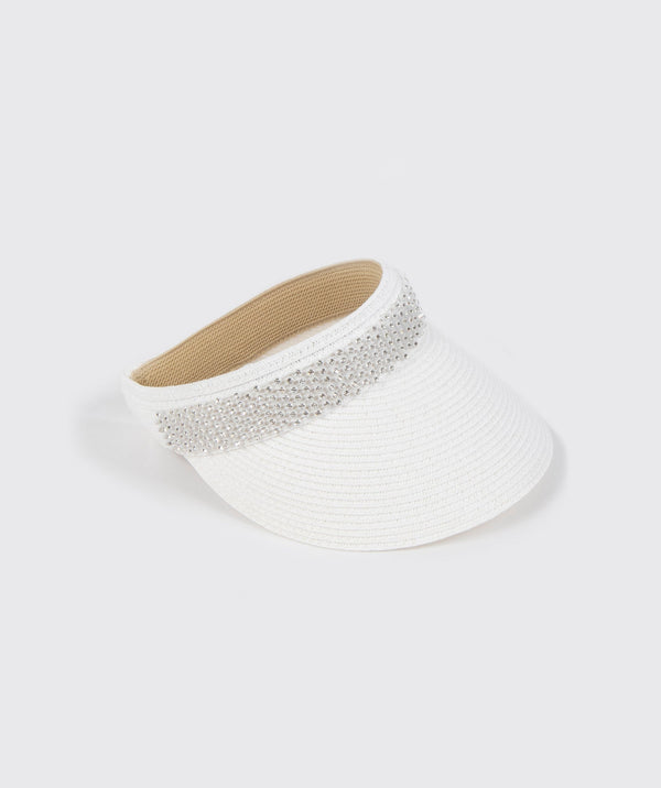 White Diamante Embellished Visor with Elasticated Headband