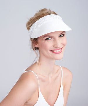 White Diamante Embellished Visor with Elasticated Headband