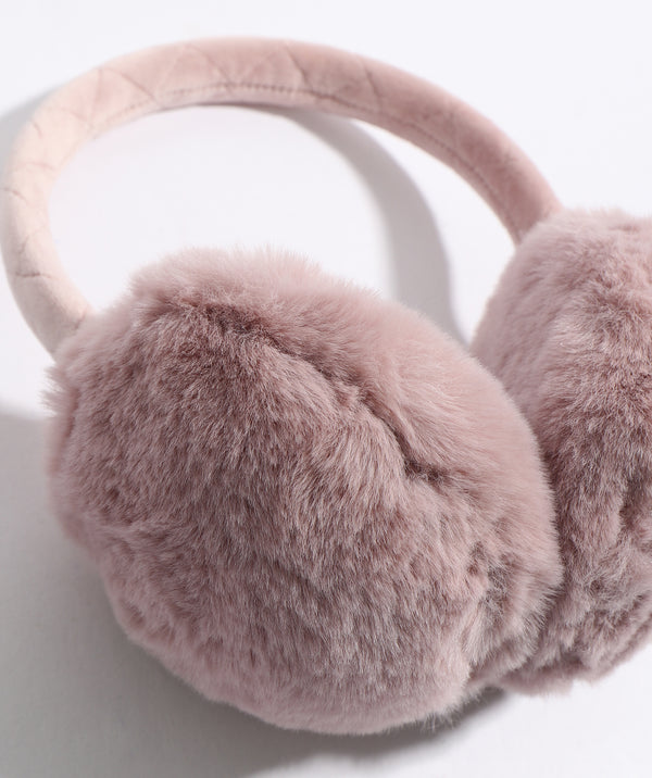 Dusky Pink Plush Faux Fur Earmuffs for a Cozy Winter