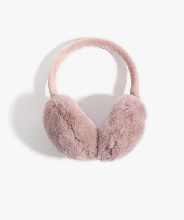 Dusky Pink Plush Faux Fur Earmuffs for a Cozy Winter