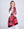 Red Reversible Floral Print Scarf with Retro Flair