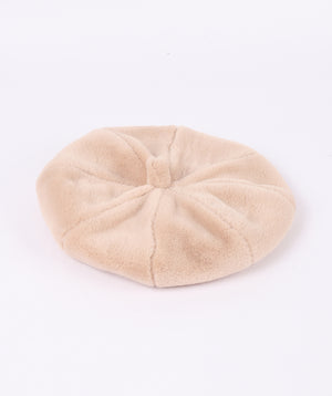 Woman`s Cream Faux Fur Beret