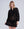 Black Lace Kaftan with Wide Sleeves and Cinched Waist