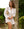 White Lace Kaftan with Wide Sleeves and Cinched Waist