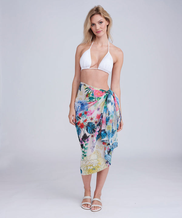 Pink Floral Paradiso Sarong - Lightweight, Easy Tie Design