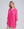 Hot Pink Fringed Beach Shirt with Button Closure and Rolled Cuff Sleeves