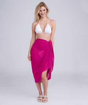 Fuchsia Semi-Sheer Plain Sarong with Fuller Length.