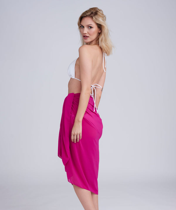 Fuchsia Semi-Sheer Plain Sarong with Fuller Length.