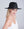 Black Wide Brim Straw Hat with Faux Leather Belt