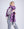 Purple Animal Print Blanket Scarf with Fringed Knotted Ends