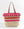 Natural and Pink Striped Tote Bag with Zip Closure and Interior Pockets