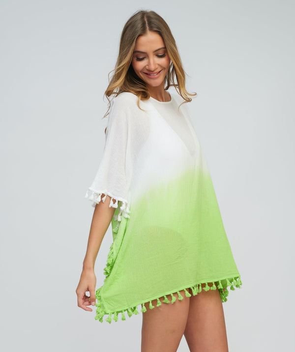 Lime Tie Dye OmbrÃ© Coverup with Pullover Design