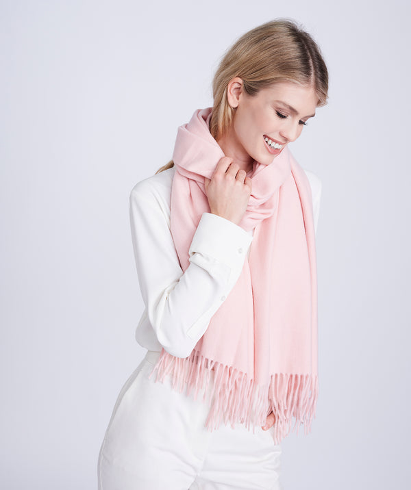 Blush Oversized Scarf with Raw Edges and Versatile Design