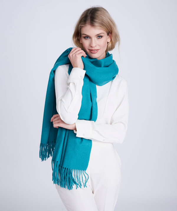 Jade Oversized Soft Oblong Scarf with Raw Edges