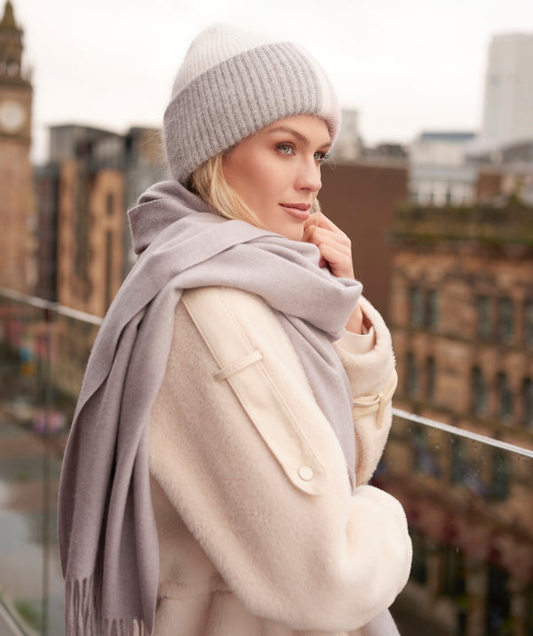 Silver Grey Oversized Oblong Scarf with Raw Edges