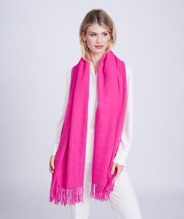 Pink Oversized Willow Scarf with Raw Edges