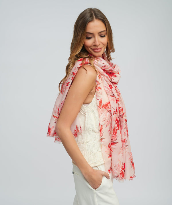 Fern Print Spring Scarf - Pink
