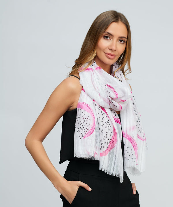 Melon Print Summer Scarf - White