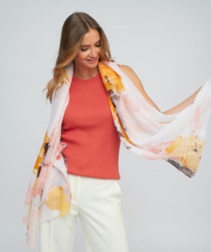 Pastel Watercolour Printed Scarf - Blush