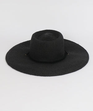 Women`s Wide Brim Straw Floppy Hat - Black