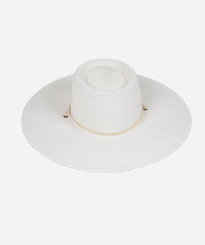 Women`s Wide Brim Straw Floppy Hat - White